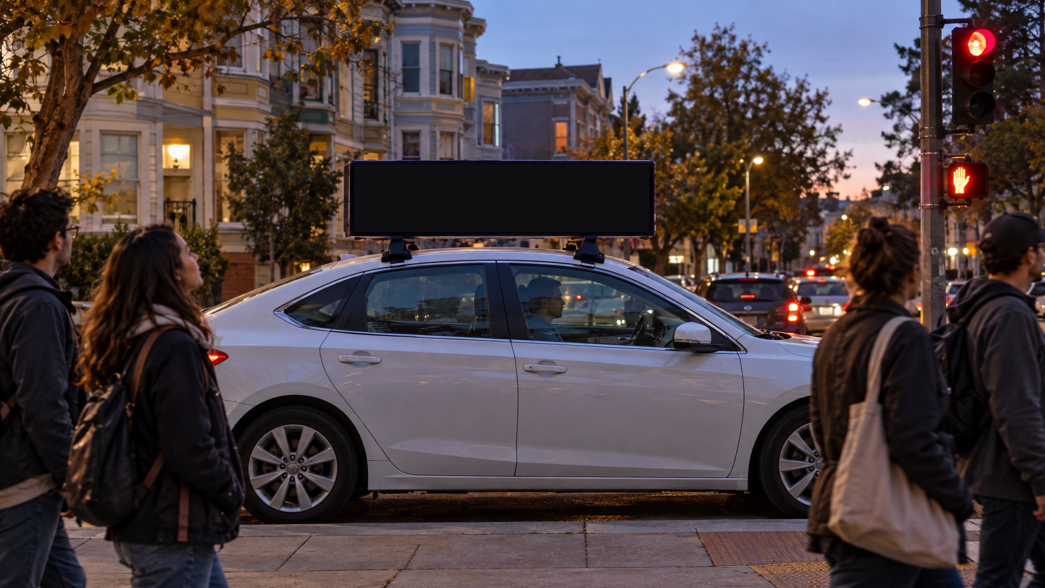Car-top screens: a screen running an ad