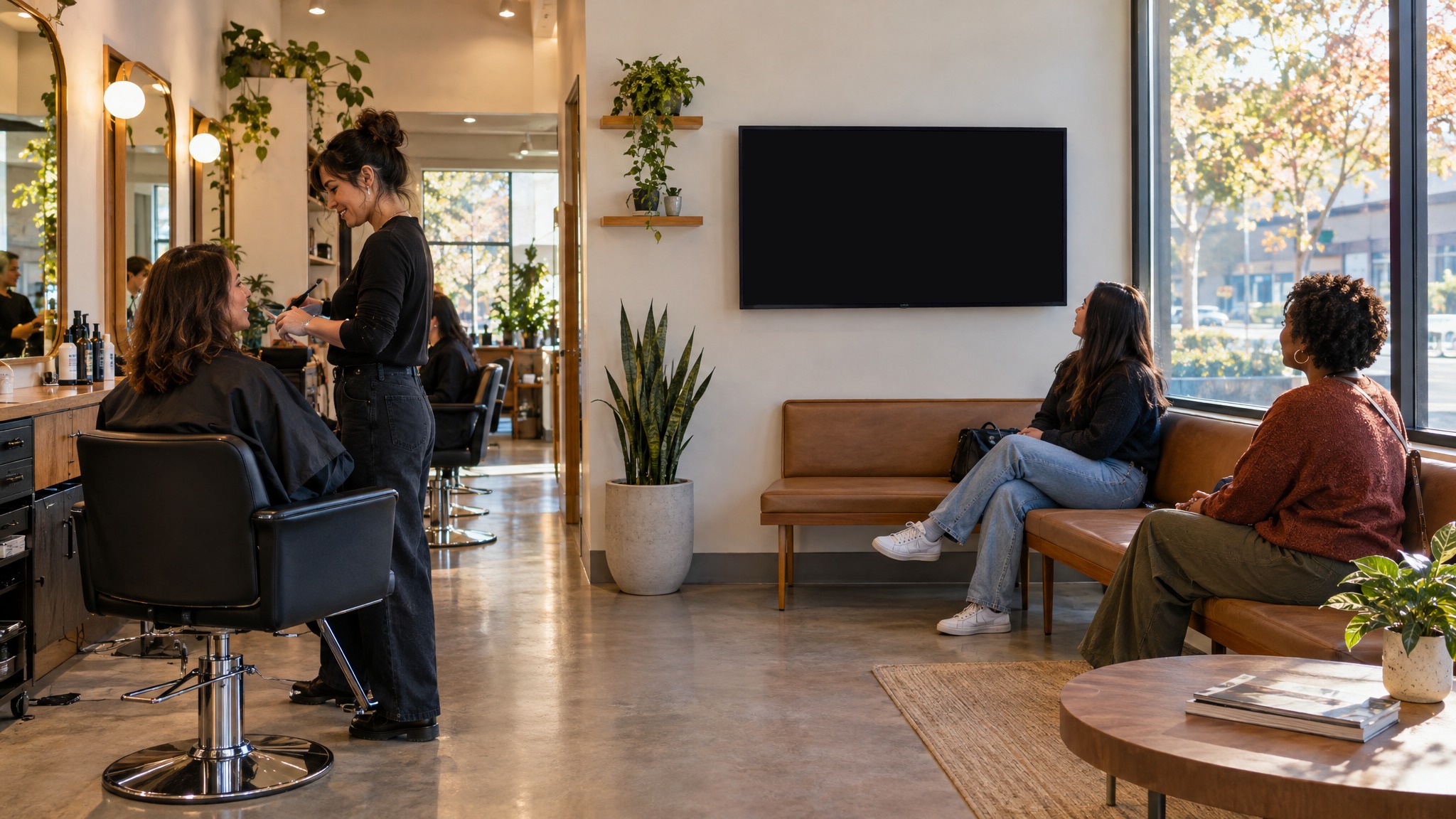 Salons: a screen running an ad