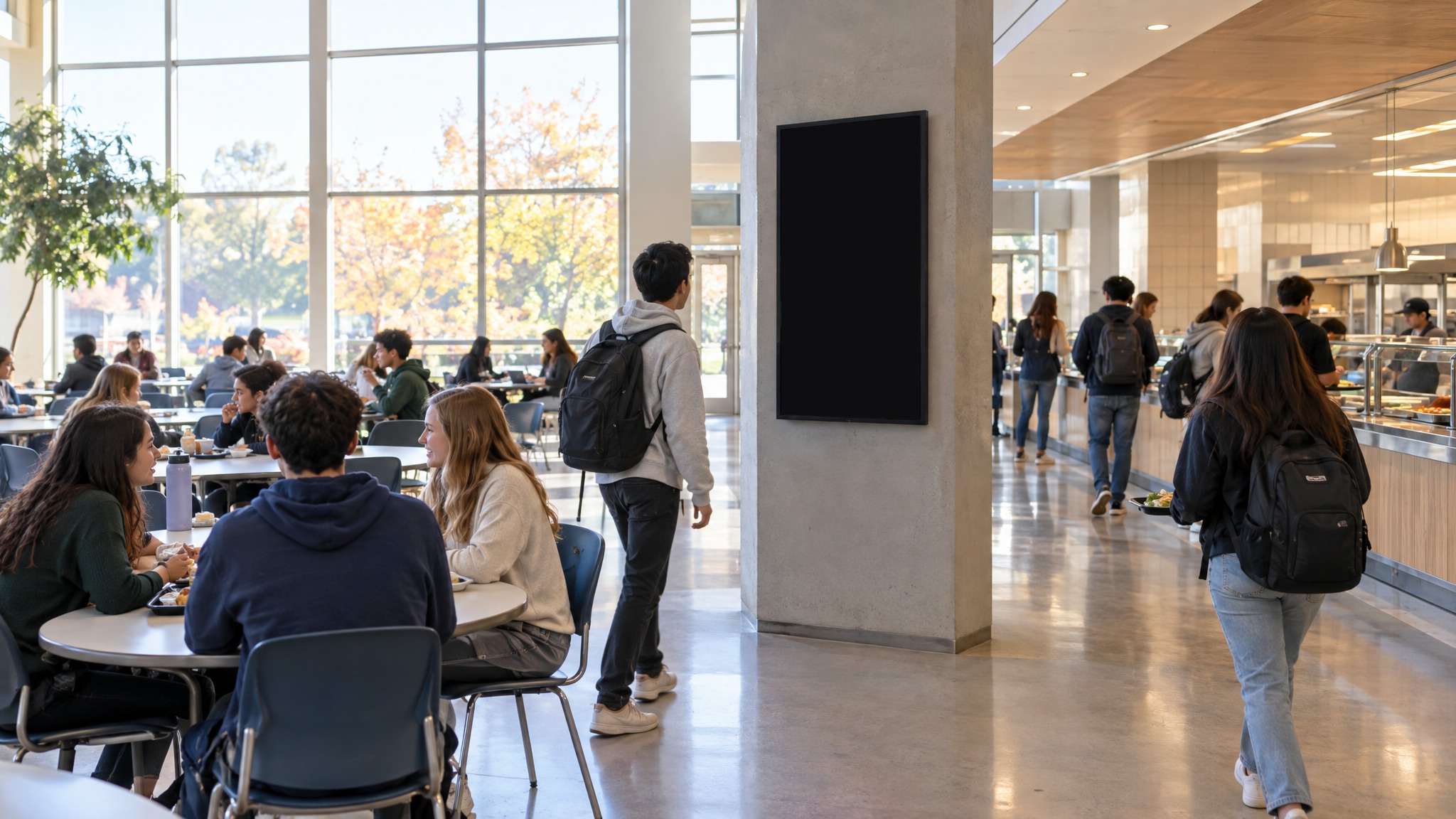 Schools: a screen running an ad